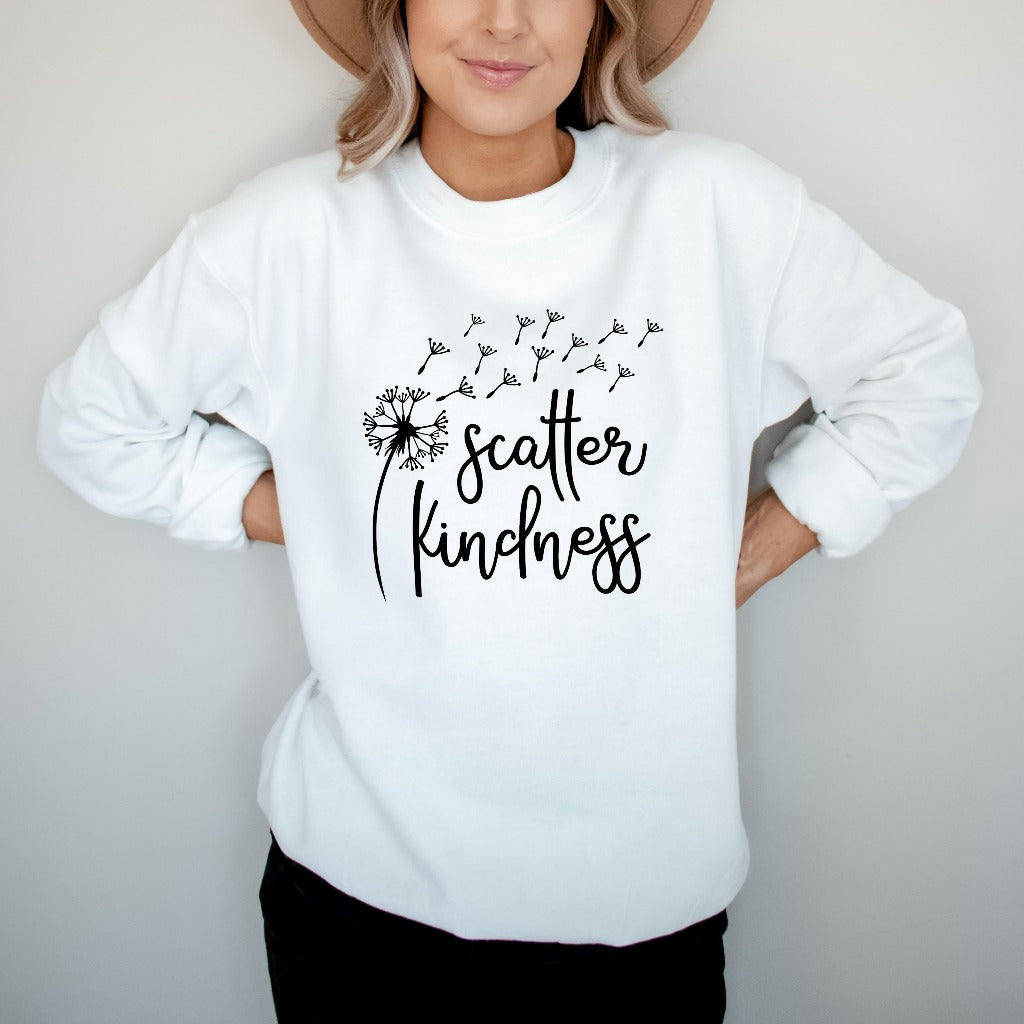 scatter kindness crewneck sweatshirt, dandelion graphic, be kind shirt