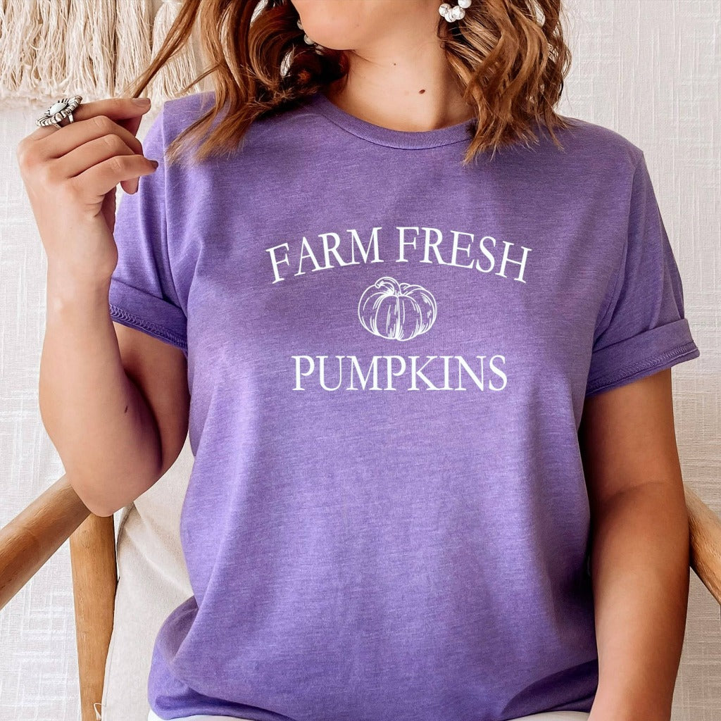 farm fresh pumpkins shirt, pumpkin graphic tee, halloween tshirt for her, halloween party costume shirts