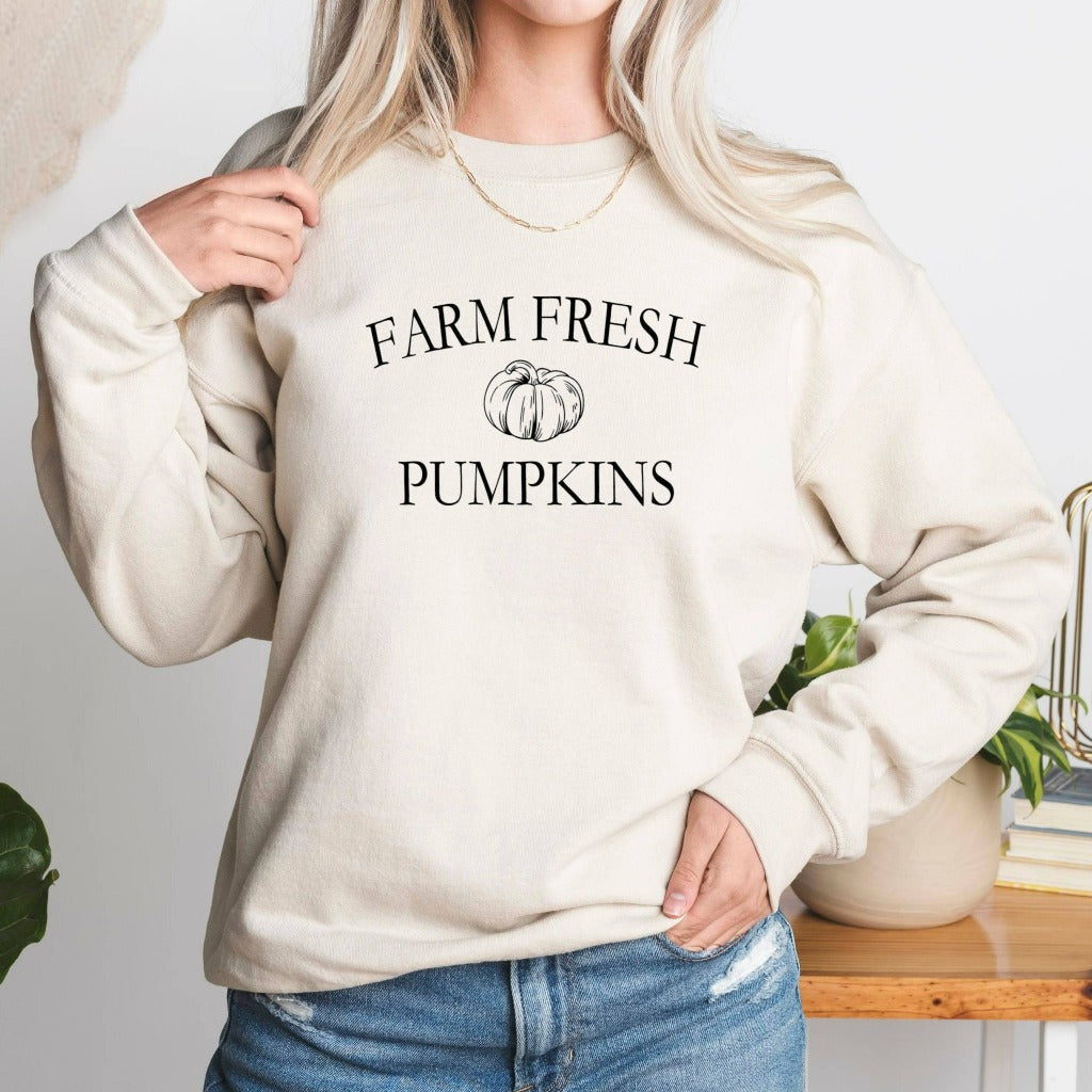 Farm fresh pumpkins sweatshirt, fall pumpkin crewneck, halloween sweatshirt for her