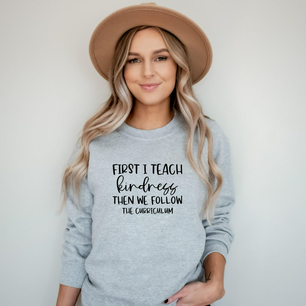teach kindness crewneck sweatshirt, teacher gift, teacher appreciation, teacher be kind, gift for new teachers, elementary kindergarten