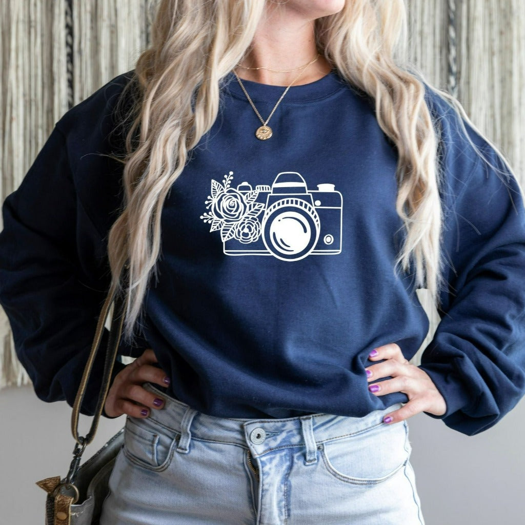 camera crewneck sweatshirt, cute photographers camera tshirt, camera graphic tee, gift for photographer, wedding photographer gift