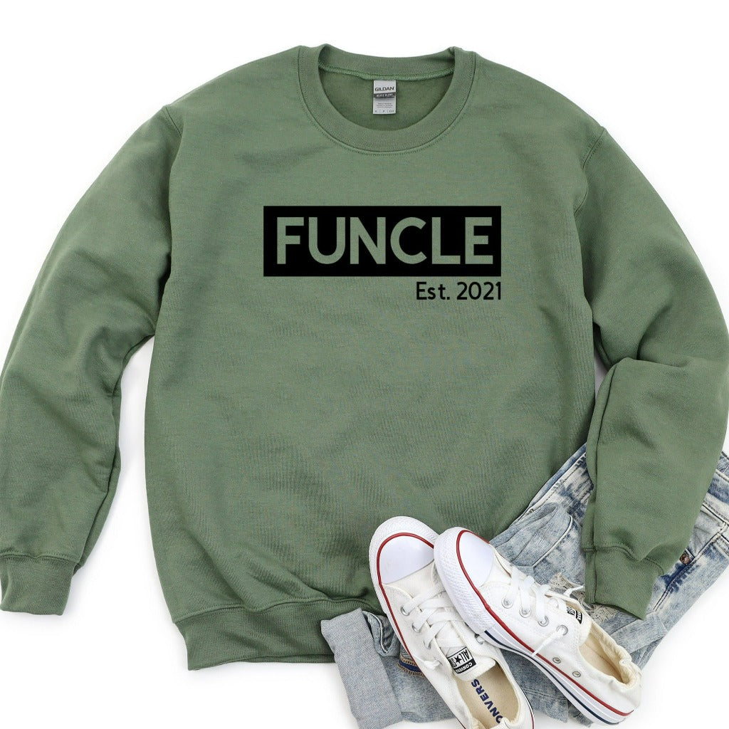 funcle established crewneck sweatshirt, the fun uncle shirt, gift for new uncle, gift for uncle from niece and nephew