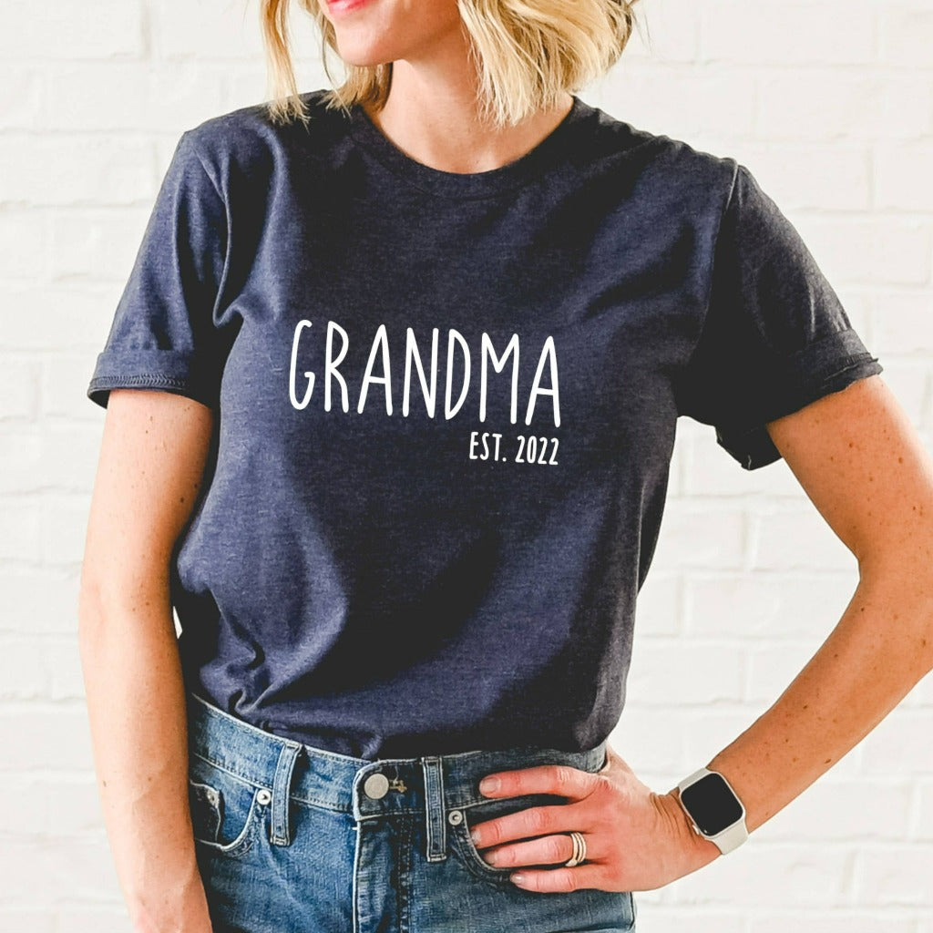 personalized grandma established shirt, gift for new grandma, gift for granny, mother's day shirt, mothers day graphic tee, gift for mom, birth announcement tee