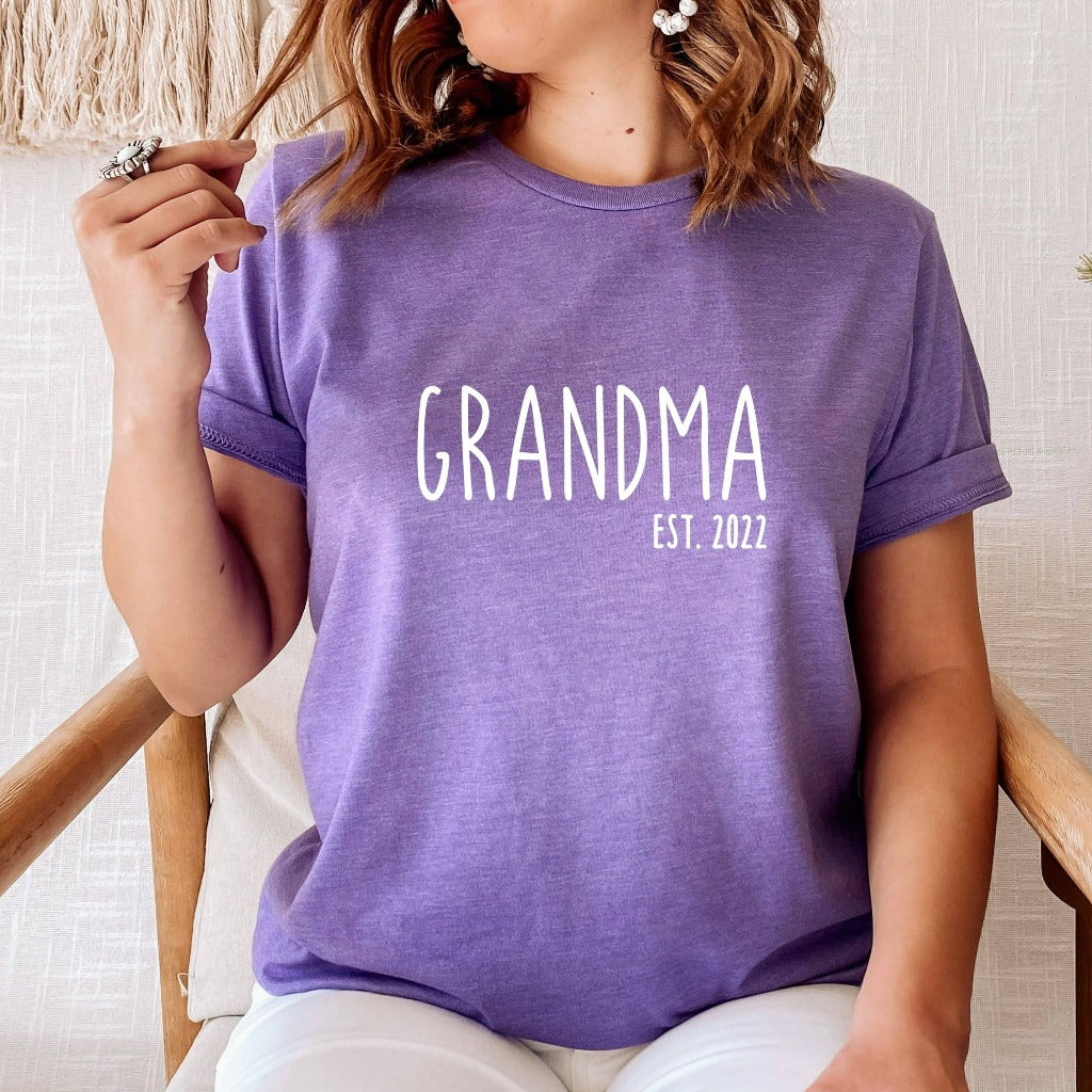 personalized grandma established shirt, gift for new grandma, gift for granny, mother's day shirt, mothers day graphic tee, gift for mom, birth announcement tee