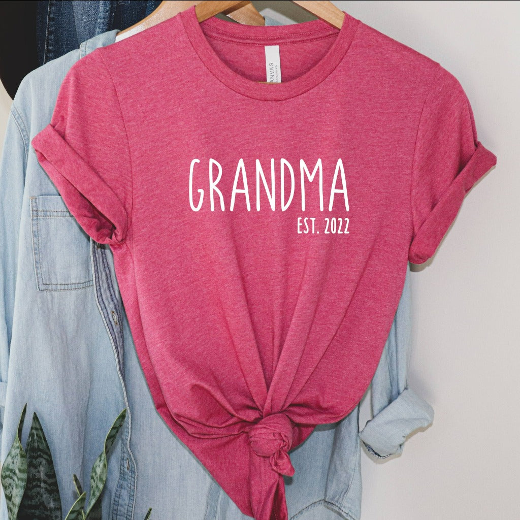 personalized grandma established shirt, gift for new grandma, gift for granny, mother's day shirt, mothers day graphic tee, gift for mom, birth announcement tee