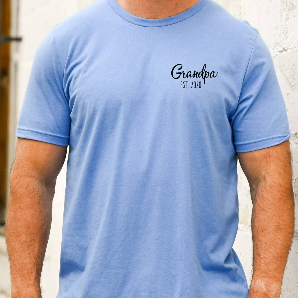 grandpa established shirt, personalized tshirt for grandpa, new grandpa gift, grandpop graphic tee