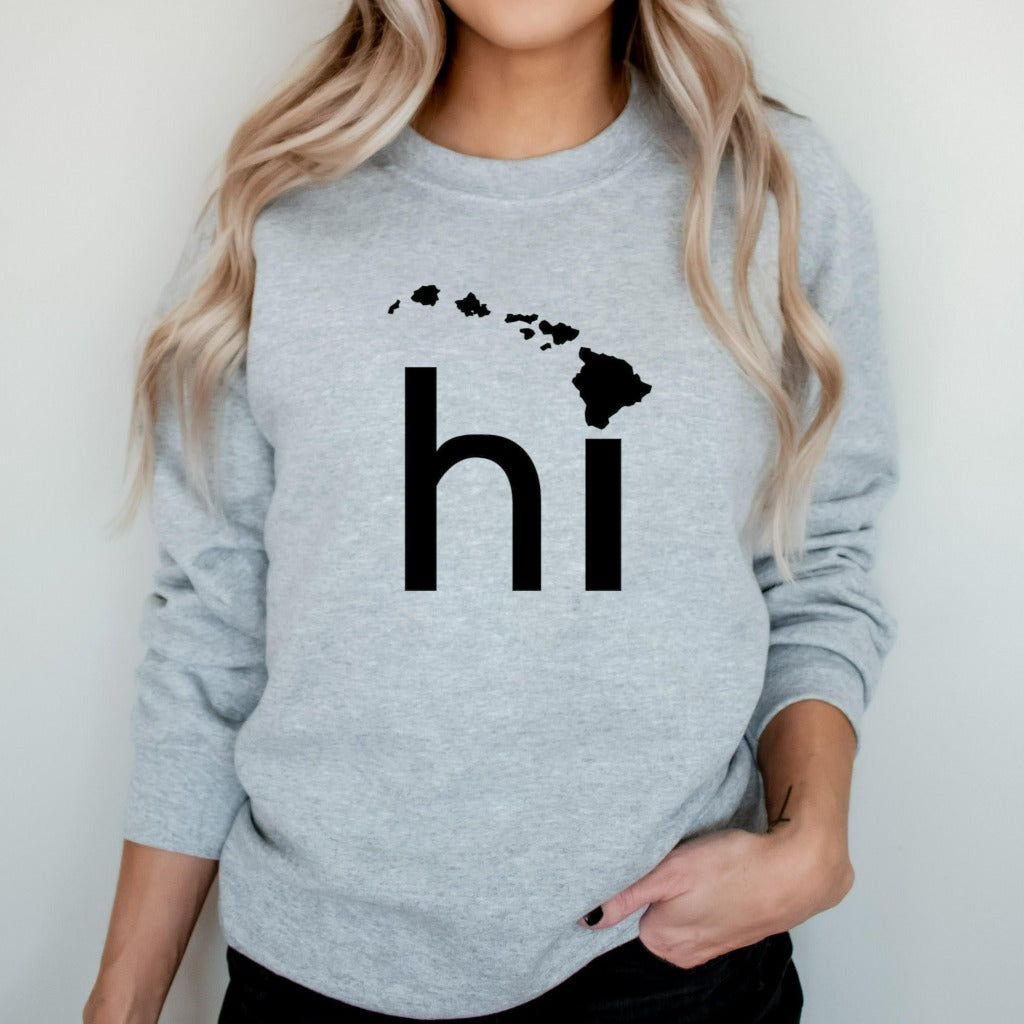 hawaii crewneck sweatshirt, hi vacation souvenir sweatshirt, unisex hawaii shirt, maui, oahu, big island