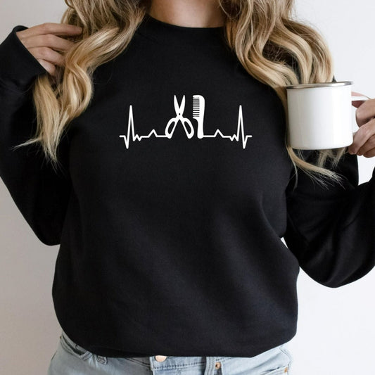 Hairstylist Sweatshirt, Hair Dresser Crewneck, Hairstylist Gift, Hair Dresser Gift, Gift for Hairstylist, Hairstylist Heartbeat, Hair Salon