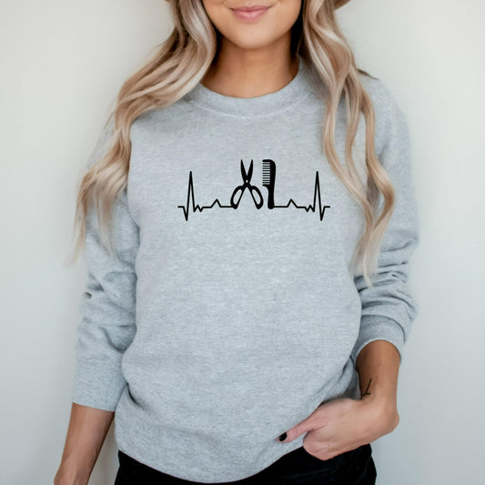 Hairstylist Sweatshirt, Hair Dresser Crewneck, Hairstylist Gift, Hair Dresser Gift, Gift for Hairstylist, Hairstylist Heartbeat, Hair Salon