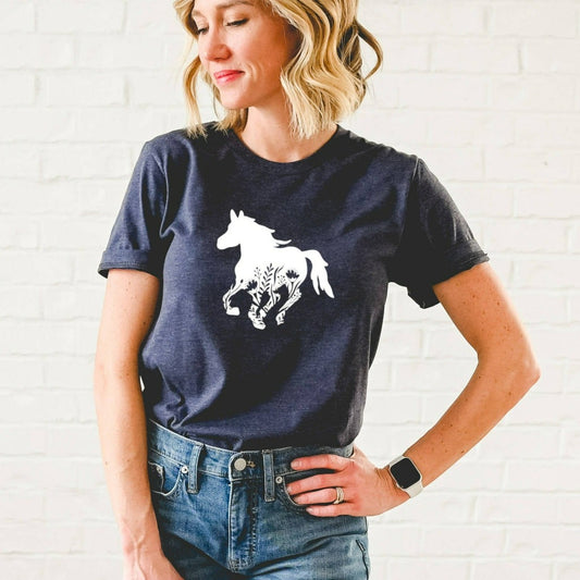 horse shirts for women, floral horse graphic tee, gift for horse lover, equestrian gift, gift for her