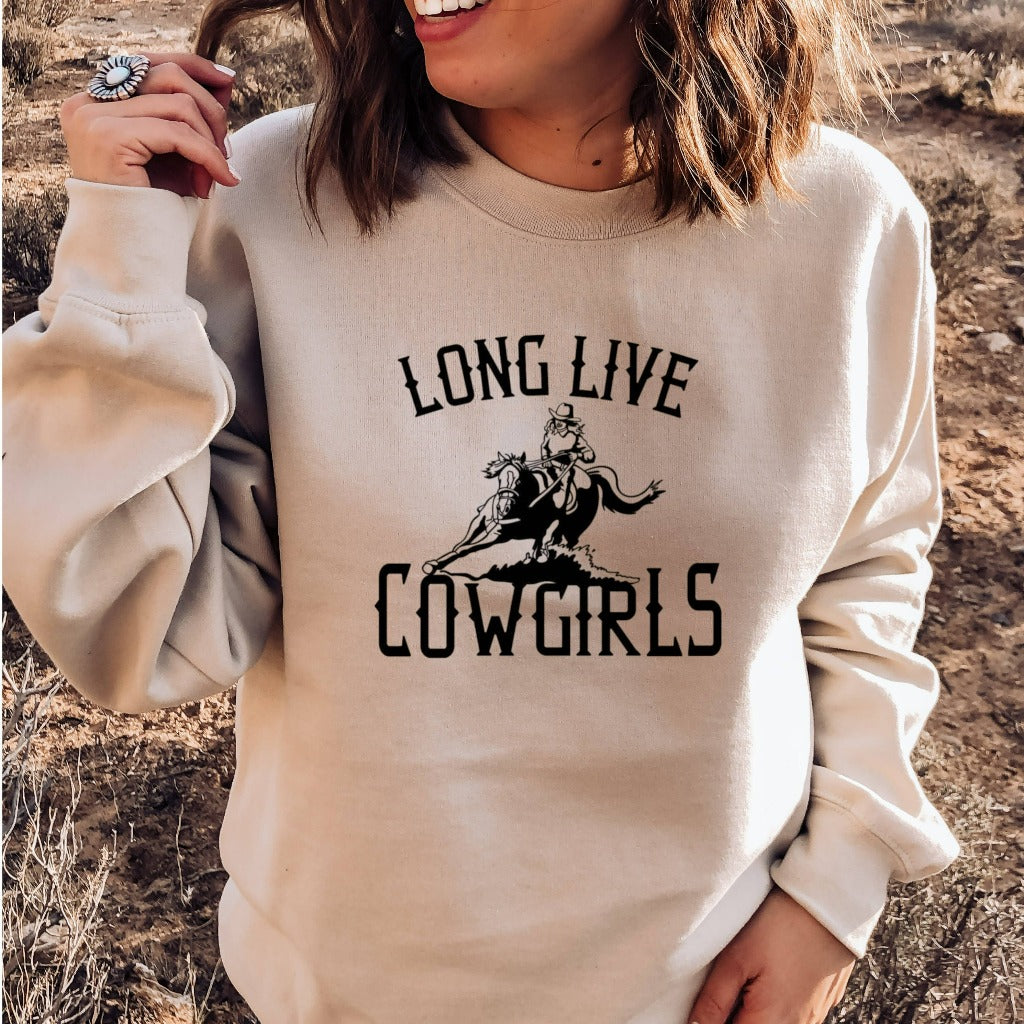 Long Live Cowgirls Sweatshirt, Western Crewneck, Desert Cactus Hoodie, Wild West Shirt, Rodeo Graphic Tee, Gift for Cowgirl, Country Girl