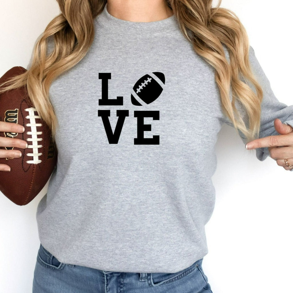 Love football crewneck sweatshirt, football mom shirt, gift for football mom, football season sweatshirt, football fan crewneck