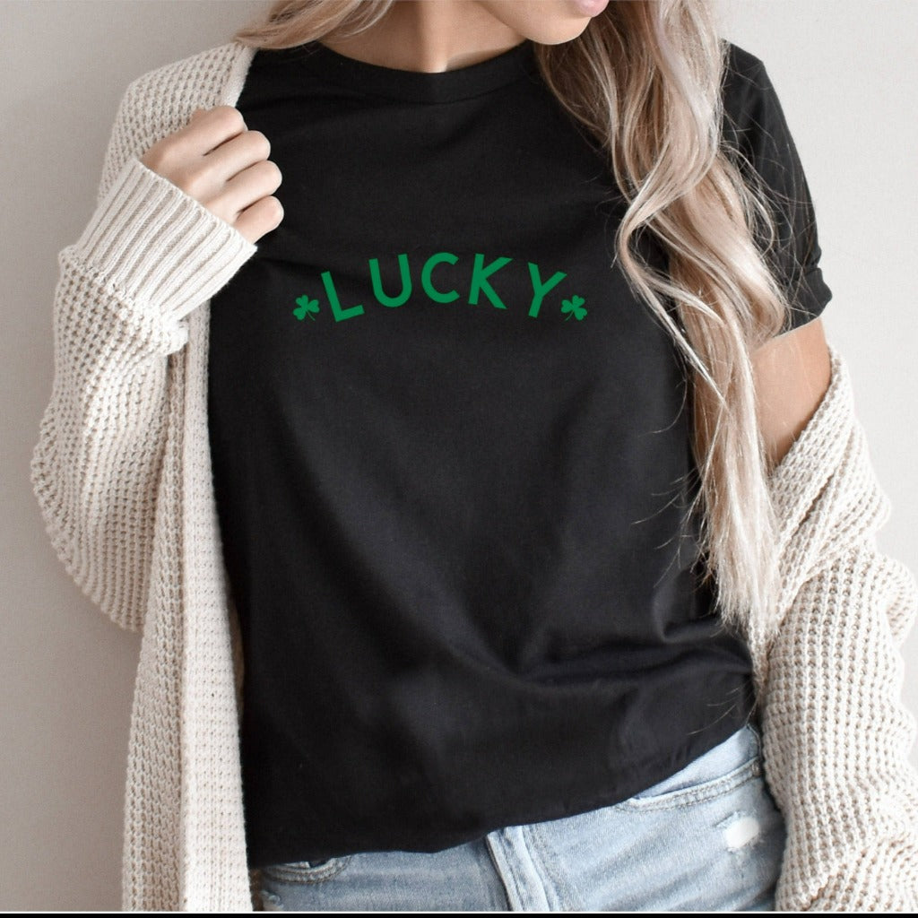 Lucky Shamrock Shirt, St Patricks Day TShirt, Lucky Me Graphic Tee, Irish Shirt, Kiss Me I'm Irish Shirt, Minimalist St Patty's Party Tee