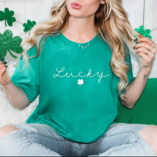 Lucky Shirt, Clover Graphic Tee, St Patricks Day TShirt, Saint Patrick's Party Shirt, Lucky Tee, Clovers, Simple Holiday Shirt