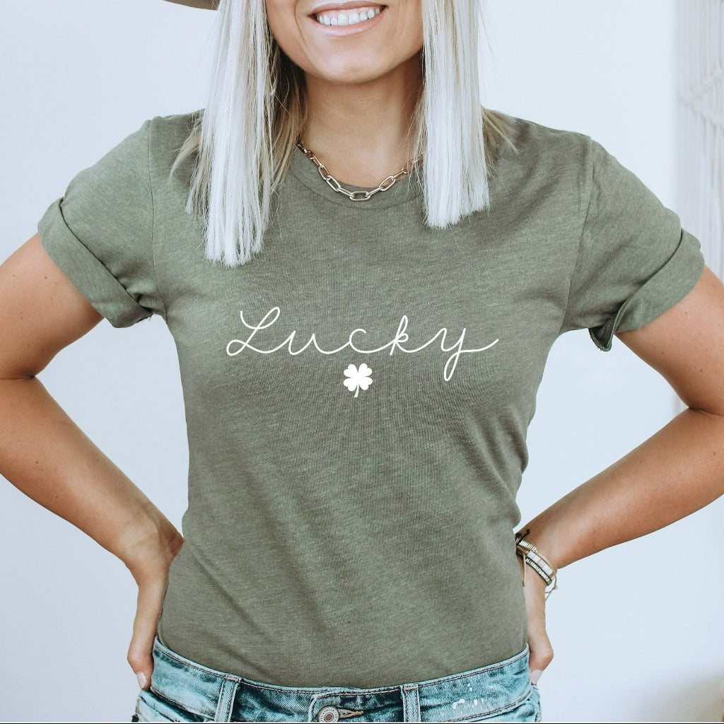 Lucky Shirt, Clover Graphic Tee, St Patricks Day TShirt, Saint Patrick's Party Shirt, Lucky Tee, Clovers, Simple Holiday Shirt