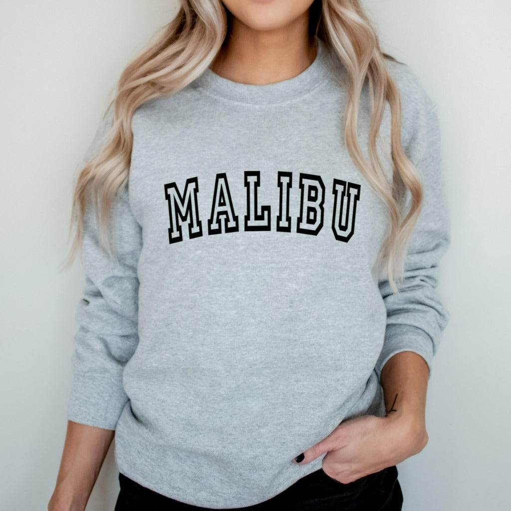 malibu california crewneck sweatshirt, cute preppy malibu sweatshirt for her