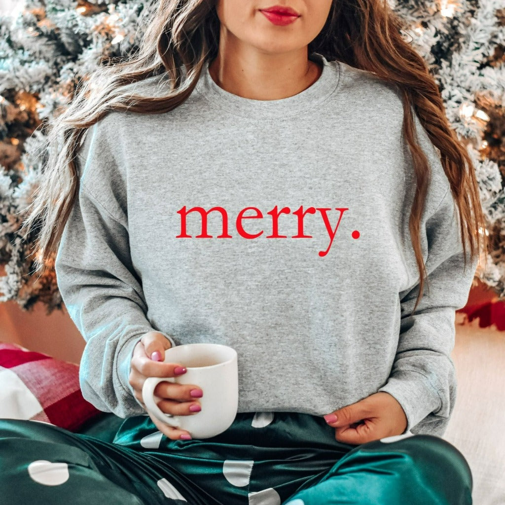 merry christmas crewneck sweatshirt, merry graphic tee, cute christmas sweater, christmas party outfit, holiday outfit for her