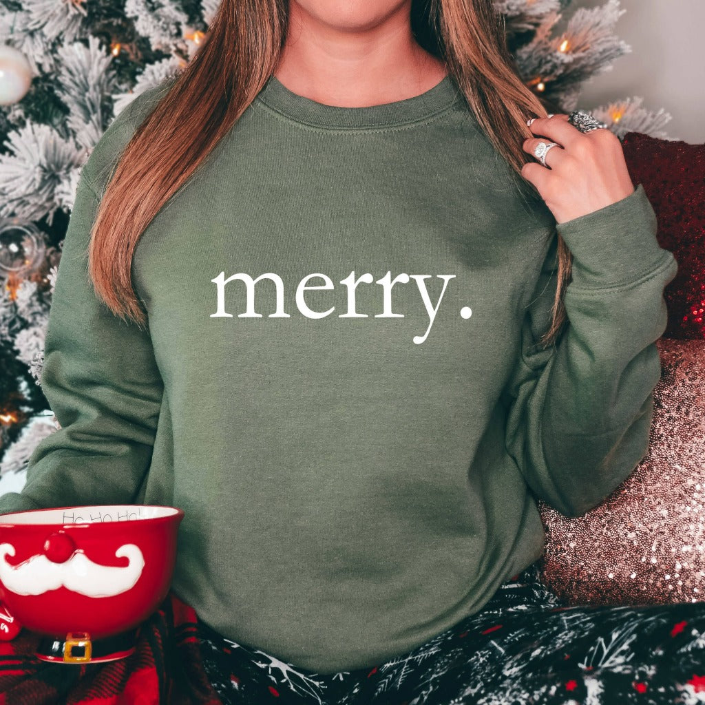 Merry Christmas Crewneck Sweatshirt, Christmas Party Shirt, Cute Christmas Sweater for Her