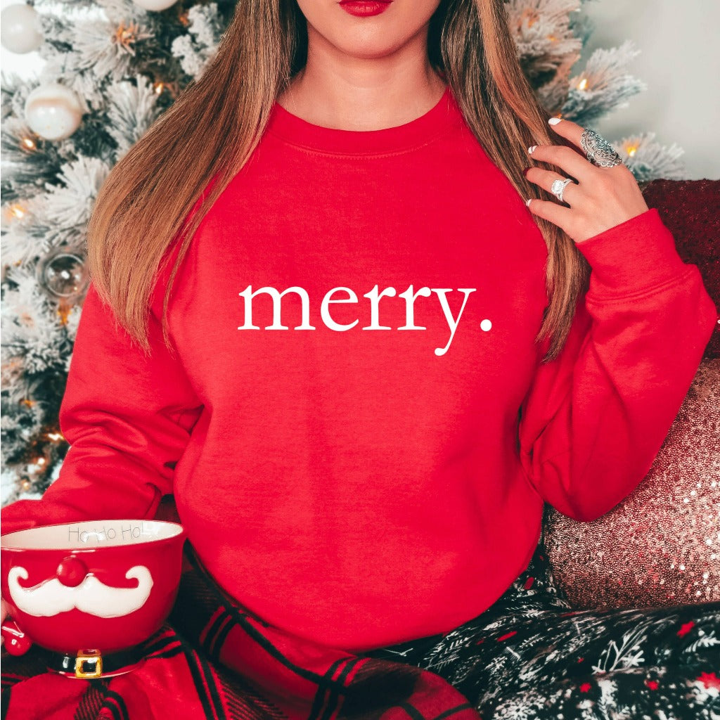 merry christmas crewneck sweatshirt, merry graphic tee, cute christmas sweater, christmas party outfit, holiday outfit for her