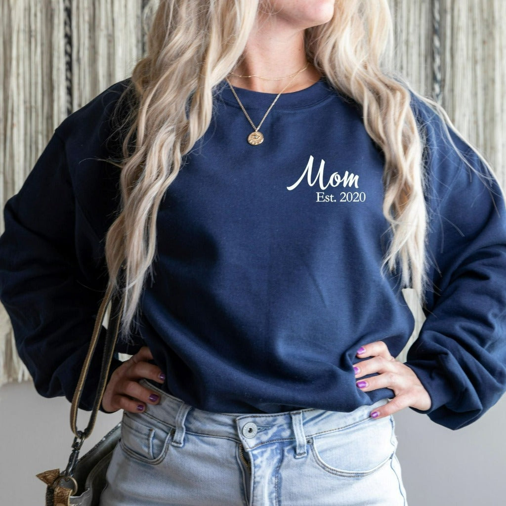 new mom shirt, mom shirts, mother's day gift, mom going home from hospital outfit, mom established 2022, baby shower gift, crewneck sweatshirt