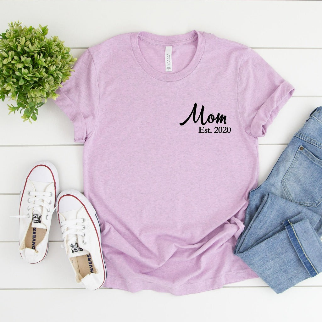 new mom shirt, mom shirts, mother's day gift, mom going home from hospital outfit, mom established 2022, baby shower gift
