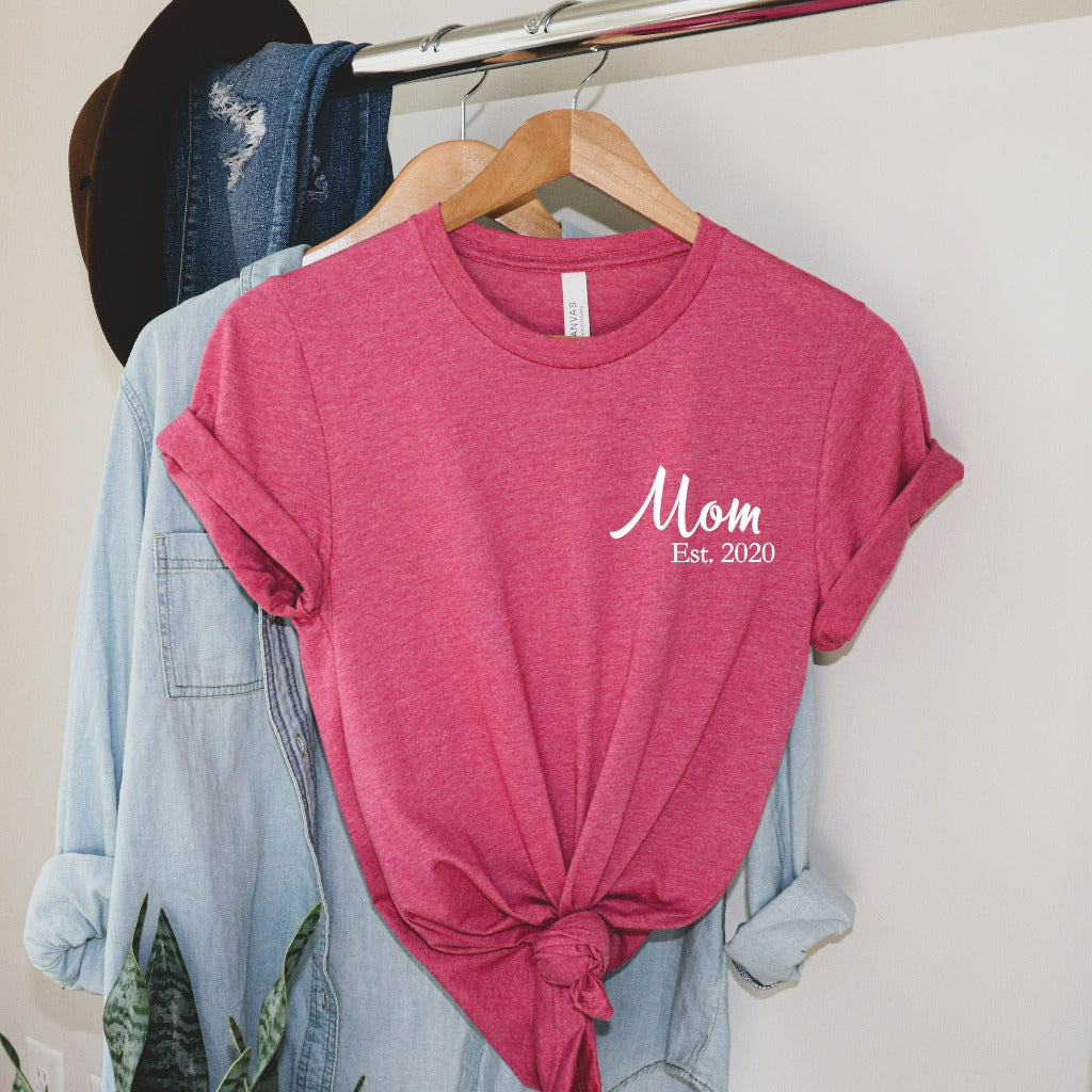 new mom shirt, mom shirts, mother's day gift, mom going home from hospital outfit, mom established 2022, baby shower gift