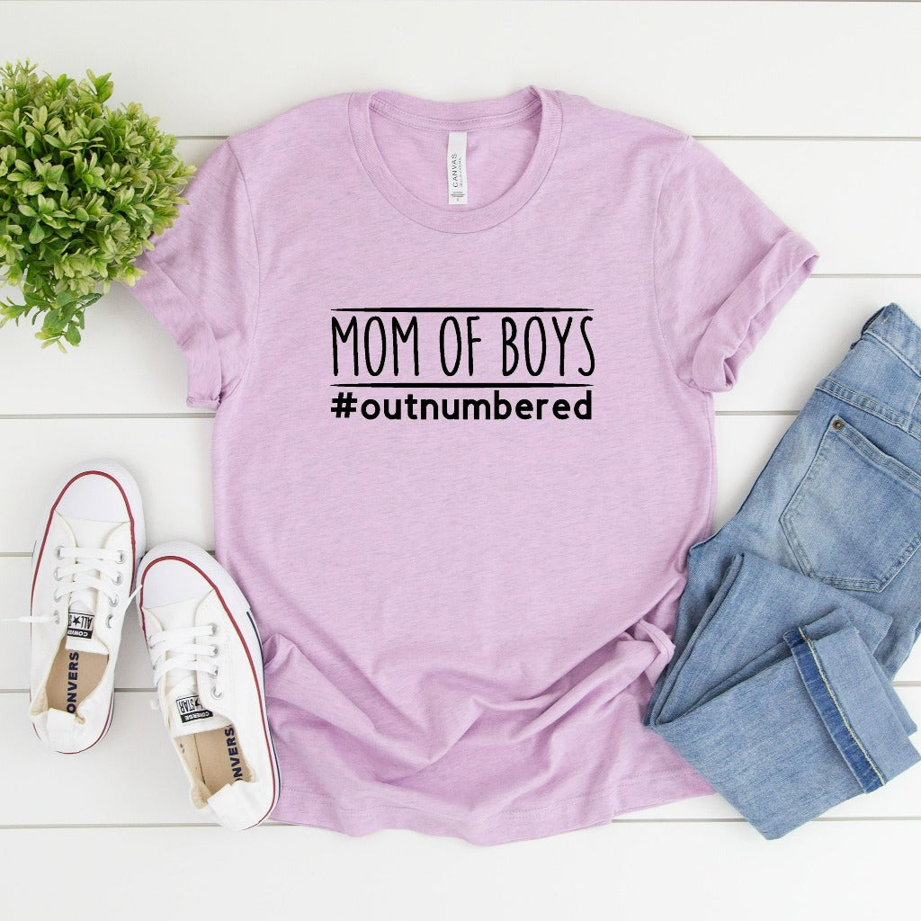 mothers day gift, boy mom shirt, graphic tee, outnumbered mom of boys, tshirt, t-shirt, gift for mom, new mom gift, mom hospital outfit