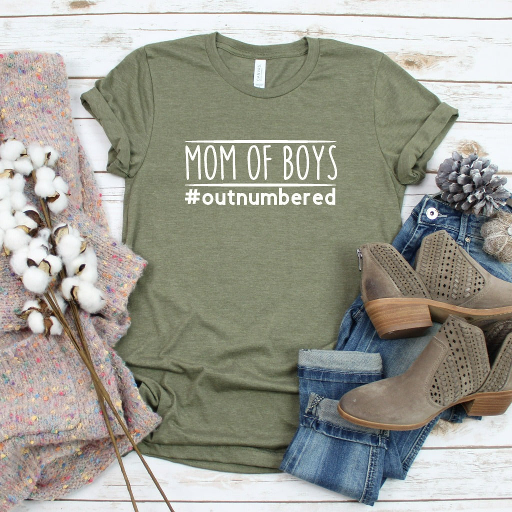 mothers day gift, boy mom shirt, graphic tee, outnumbered mom of boys, tshirt, t-shirt, gift for mom, new mom gift, mom hospital outfit