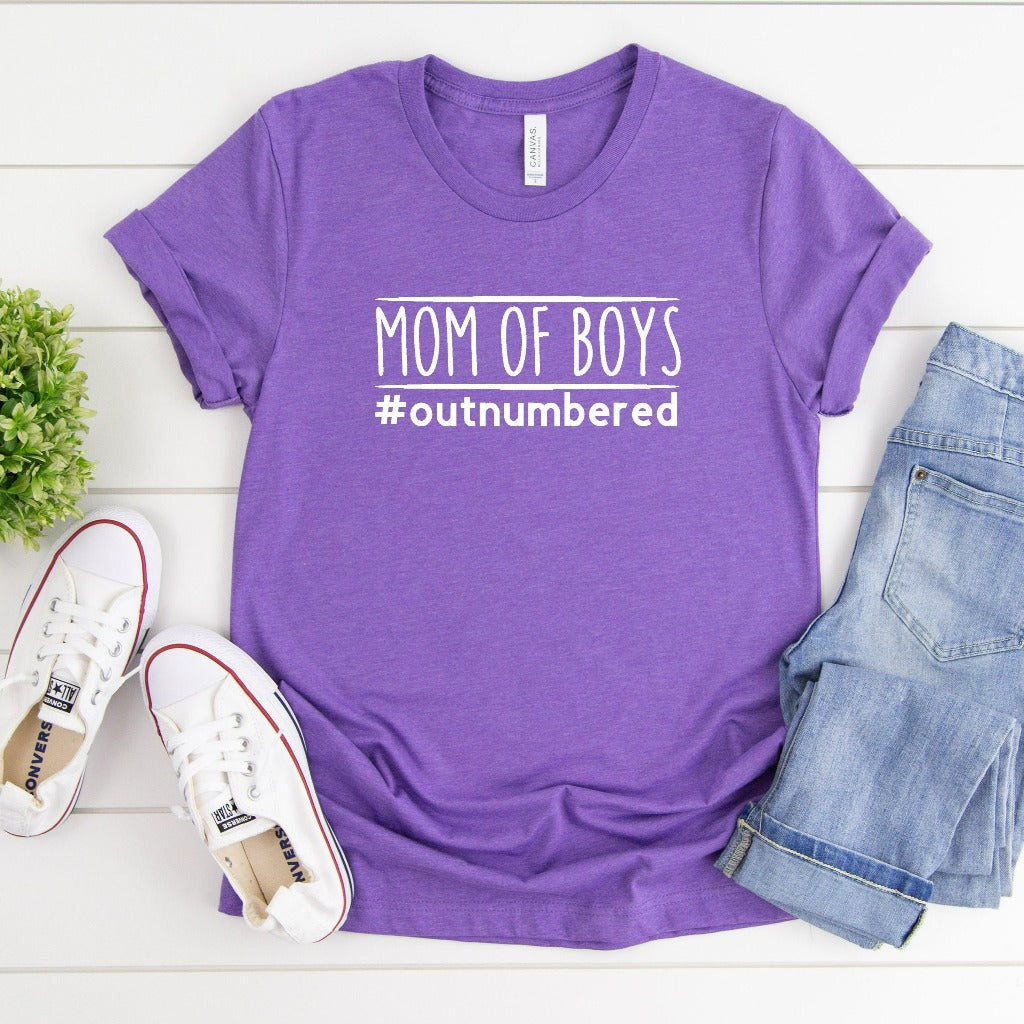 mothers day gift, boy mom shirt, graphic tee, outnumbered mom of boys, tshirt, t-shirt, gift for mom, new mom gift, mom hospital outfit