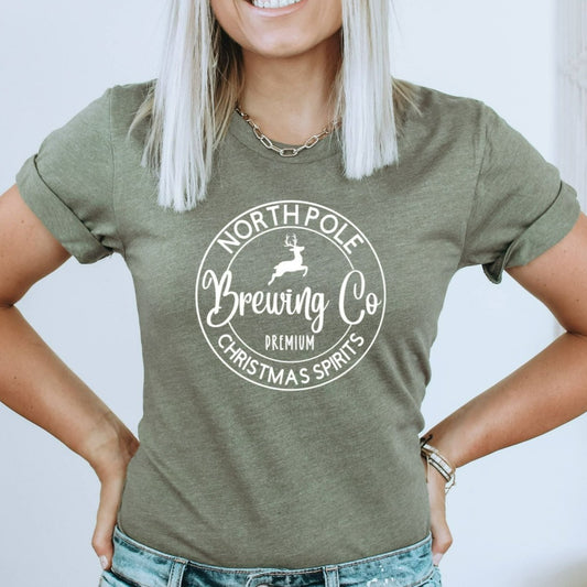 north pole brewing company shirt, funny christmas tshirt, christmas party outfit, holiday shirt for her, cute christmas shirt, christmas gift