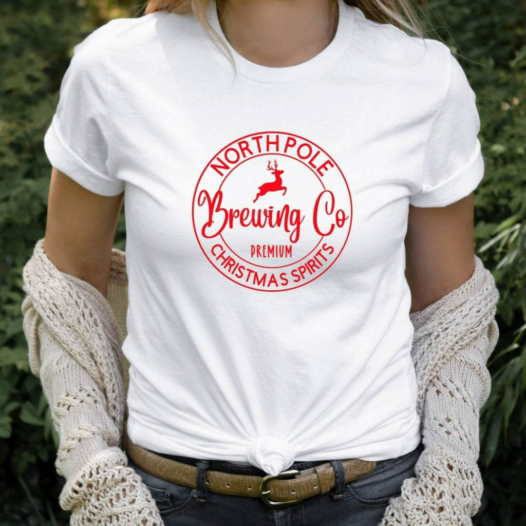 north pole brewing company shirt, funny christmas tshirt, christmas party outfit, holiday shirt for her, cute christmas shirt, christmas gift