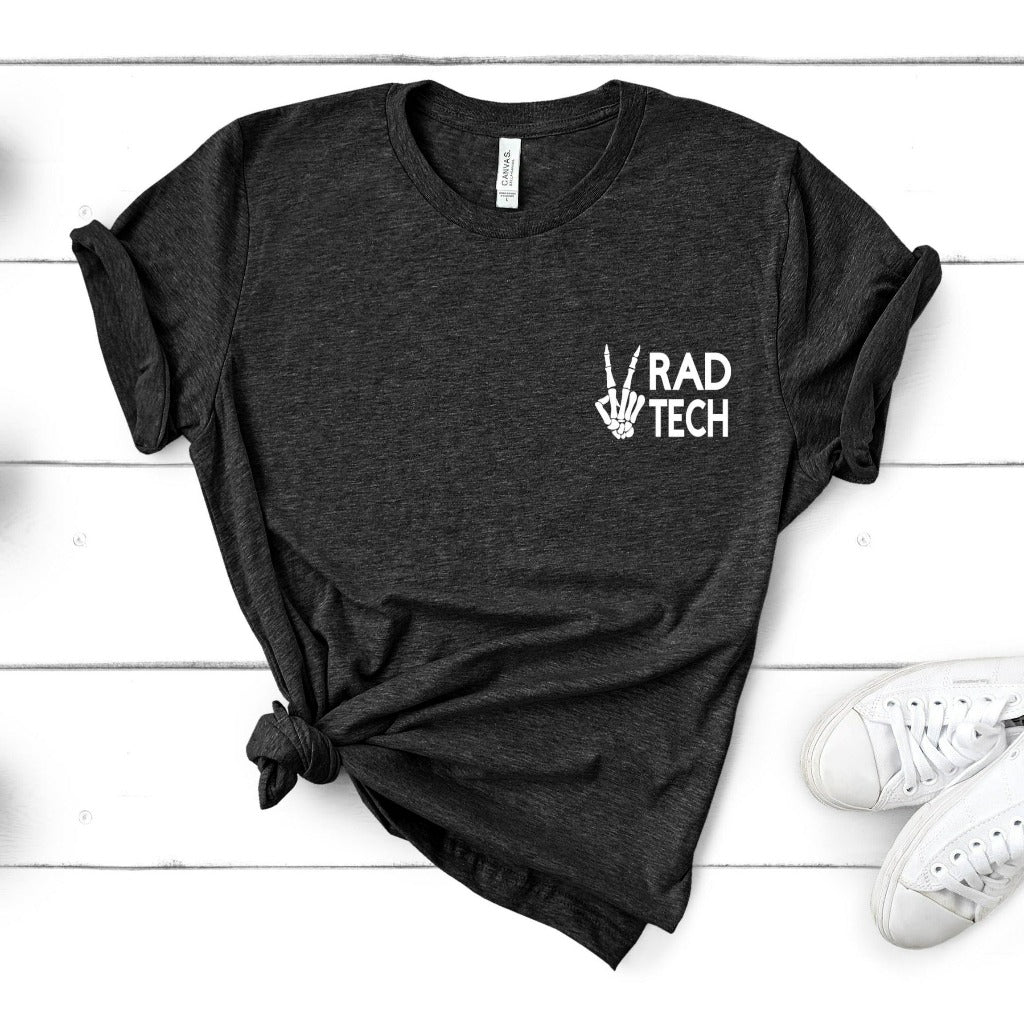 rad tech shirt, gift for rad tech, rad tech week tshirt, skeleton hands rad tech graphic tee