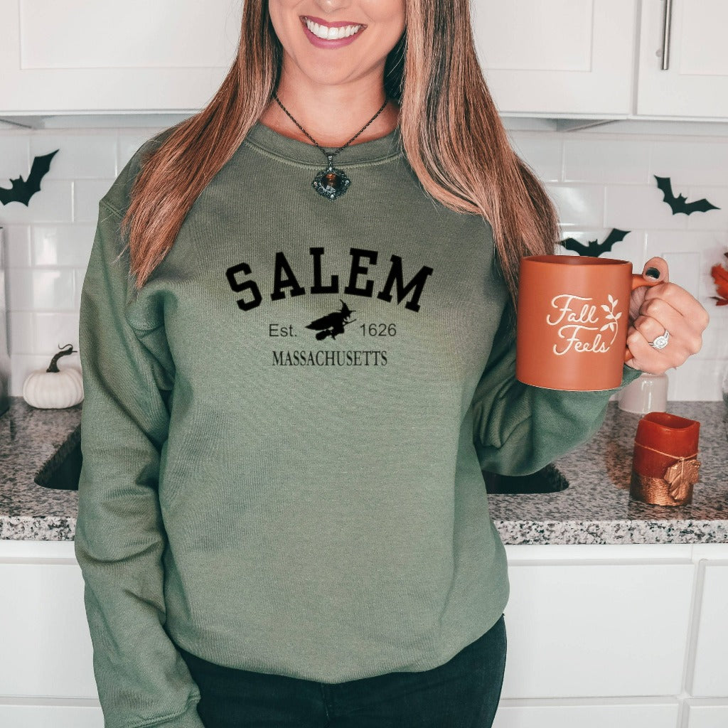 Salem Massachusetts Crewneck Sweatshirt, Halloween Witch TShirt, Witch Graphic Tee, Fall Shirt for Her