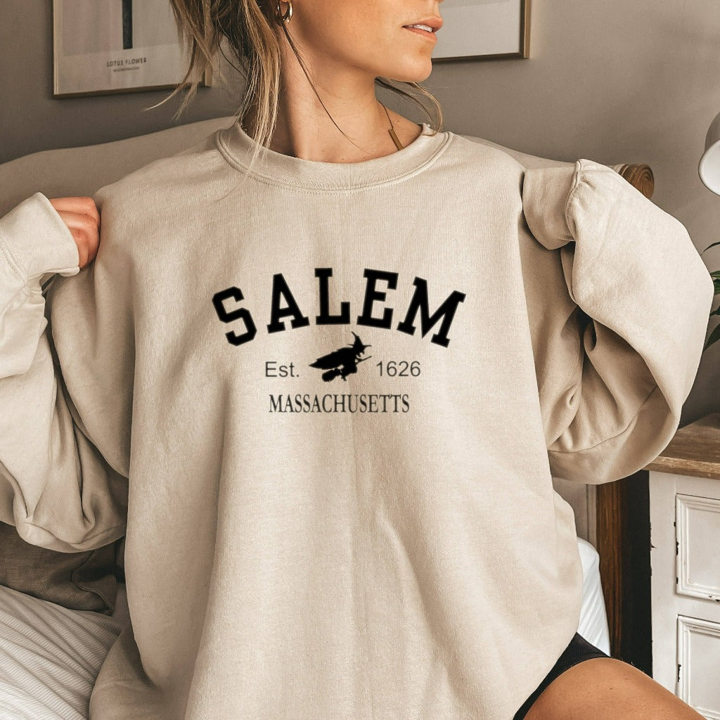 Salem Massachusetts Crewneck Sweatshirt, Halloween Witch TShirt, Witch Graphic Tee, Fall Shirt for Her