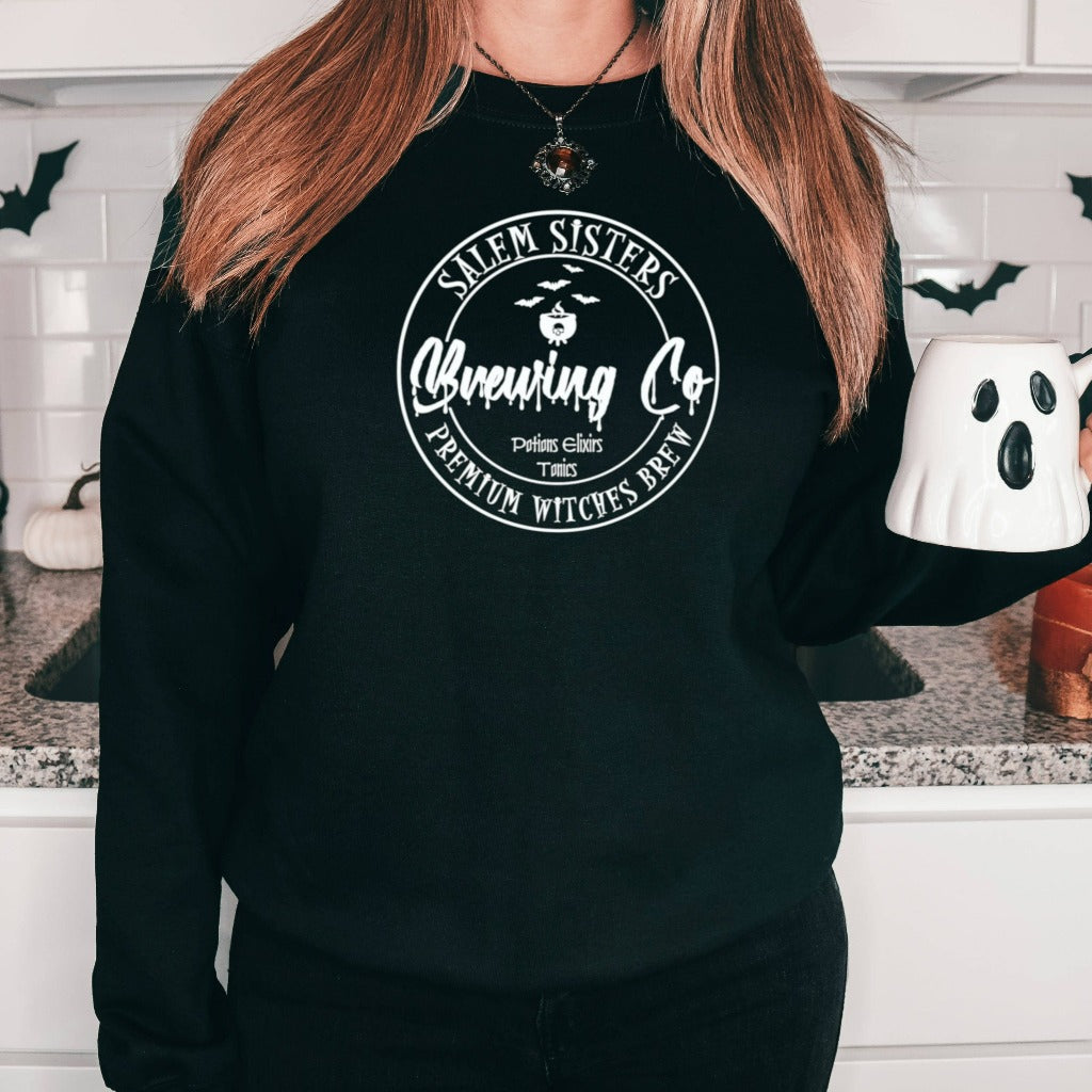 salem sisters brewing company crewneck sweatshirt, funny halloween sweatshirt for her, sanderson sisters, hocus pocus shirts