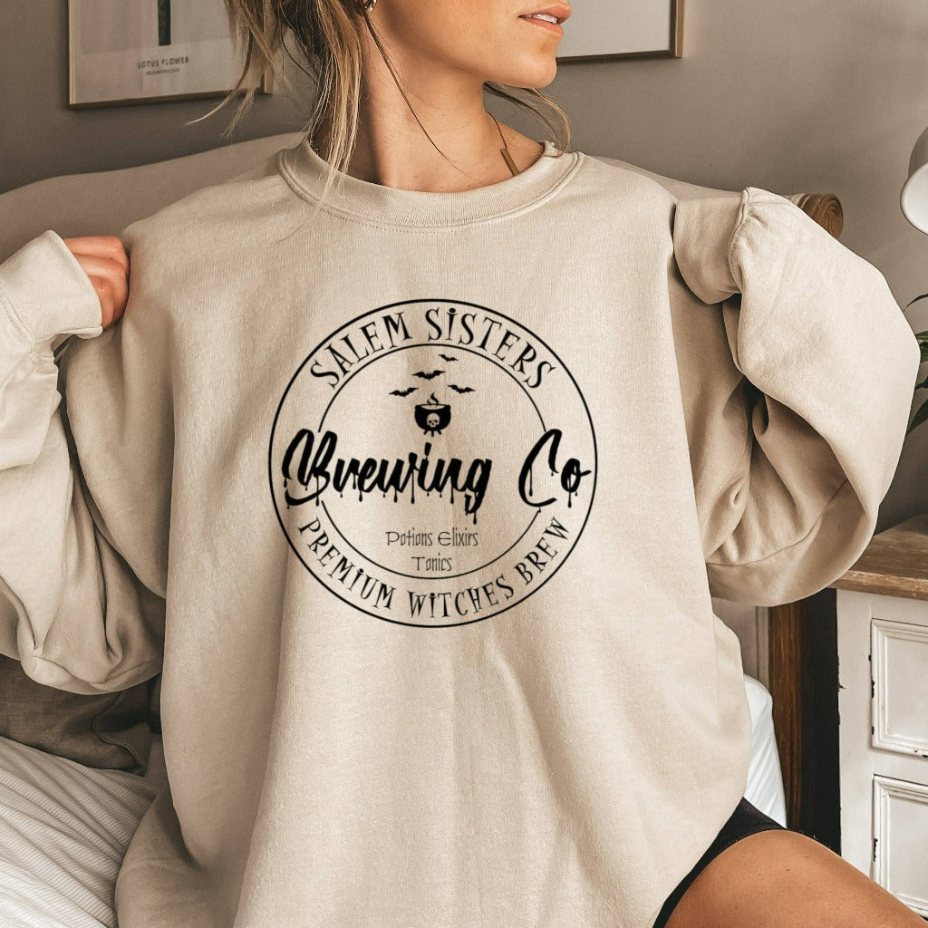 salem sisters brewing company crewneck sweatshirt, funny halloween sweatshirt for her, sanderson sisters, hocus pocus shirts