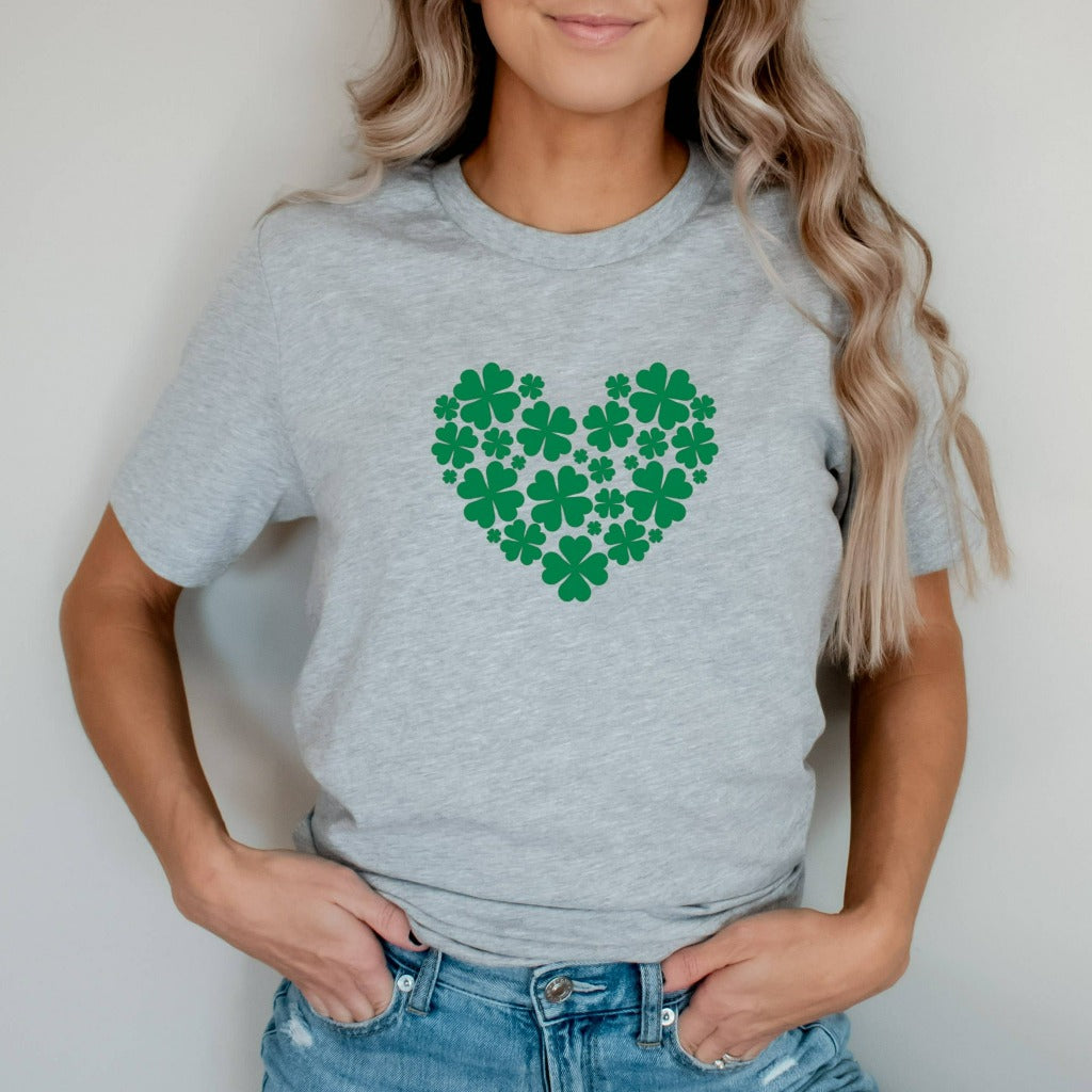 Shamrock Heart Shirt, St Patricks Day TShirt, Lucky Me Graphic Tee, Irish Shirt, Kiss Me I'm Irish Shirt, Four Leaf Clover St Patty's Party