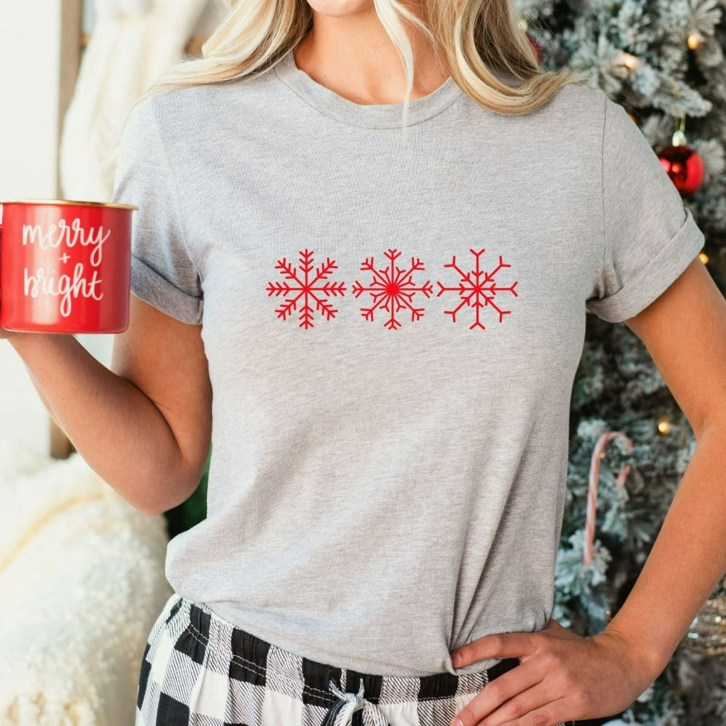 snowflake shirt, let it snow tshirt, snow flake graphic tee, christmas shirt, holiday party shirt, cute christmas tee