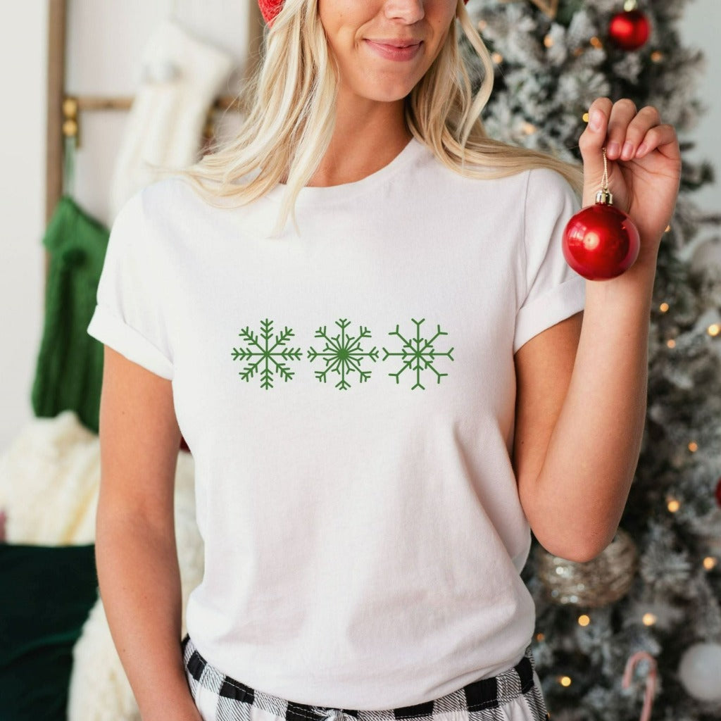 snowflake shirt, let it snow tshirt, snow flake graphic tee, christmas shirt, holiday party shirt, cute christmas tee