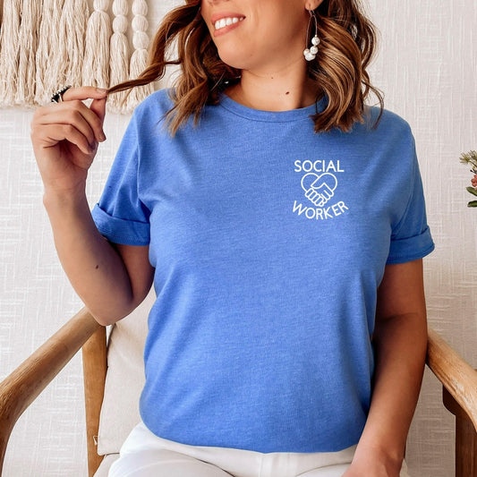 social worker shirt, pocket style cute social worker tshirt, social work month matching graphic tees, school social worker