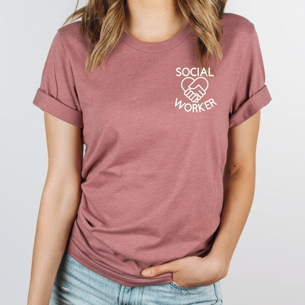 social worker shirt, pocket style cute social worker tshirt, social work month matching graphic tees, school social worker