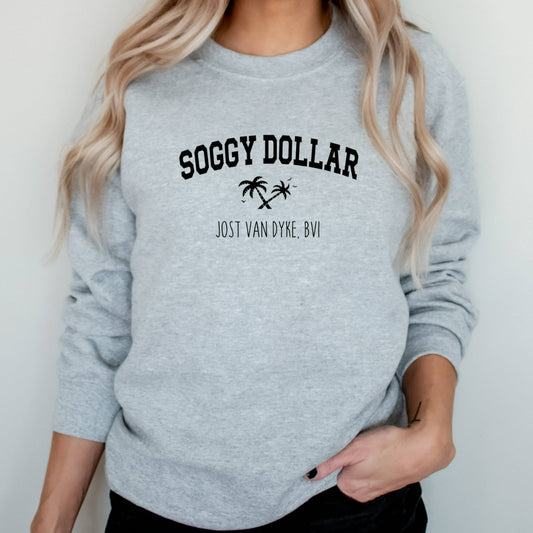 soggy dollar bar crewneck sweatshirt, jost van dyke british virgin islands shirt, bvi soggy dollar graphic tee