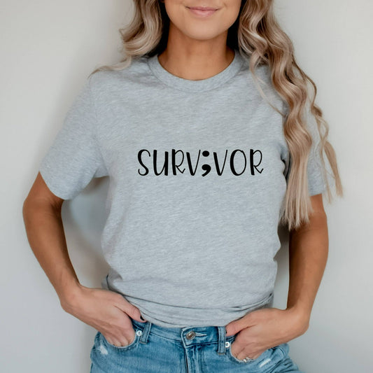 Semicolon Shirt, Survivor TShirt, Mental Health Matters, Semicolon Survivor Tee, Your Story Isn't Over, Suicide Awareness