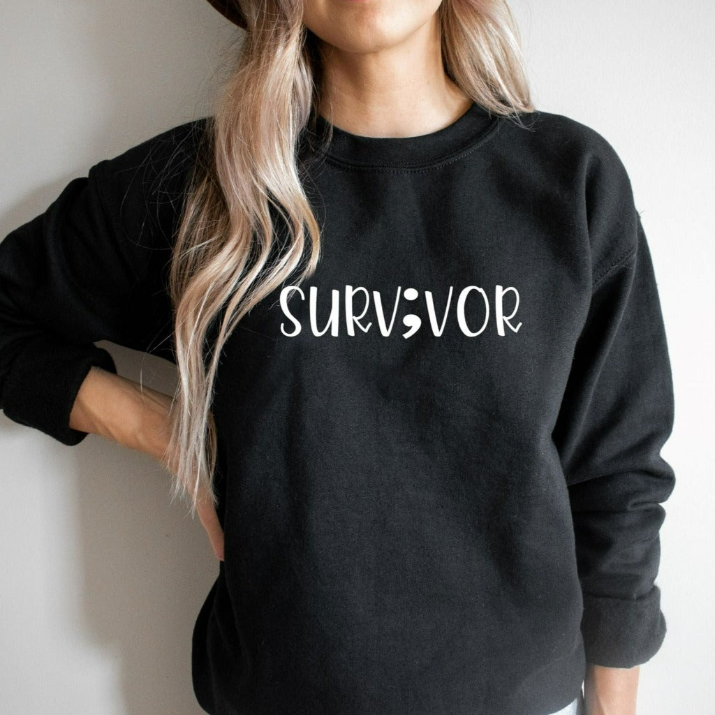 Semicolon Sweatshirt, Survivor Shirt, Mental Health Crewneck, Semicolon Survivor, Your Story Isn't Over, Suicide Awareness