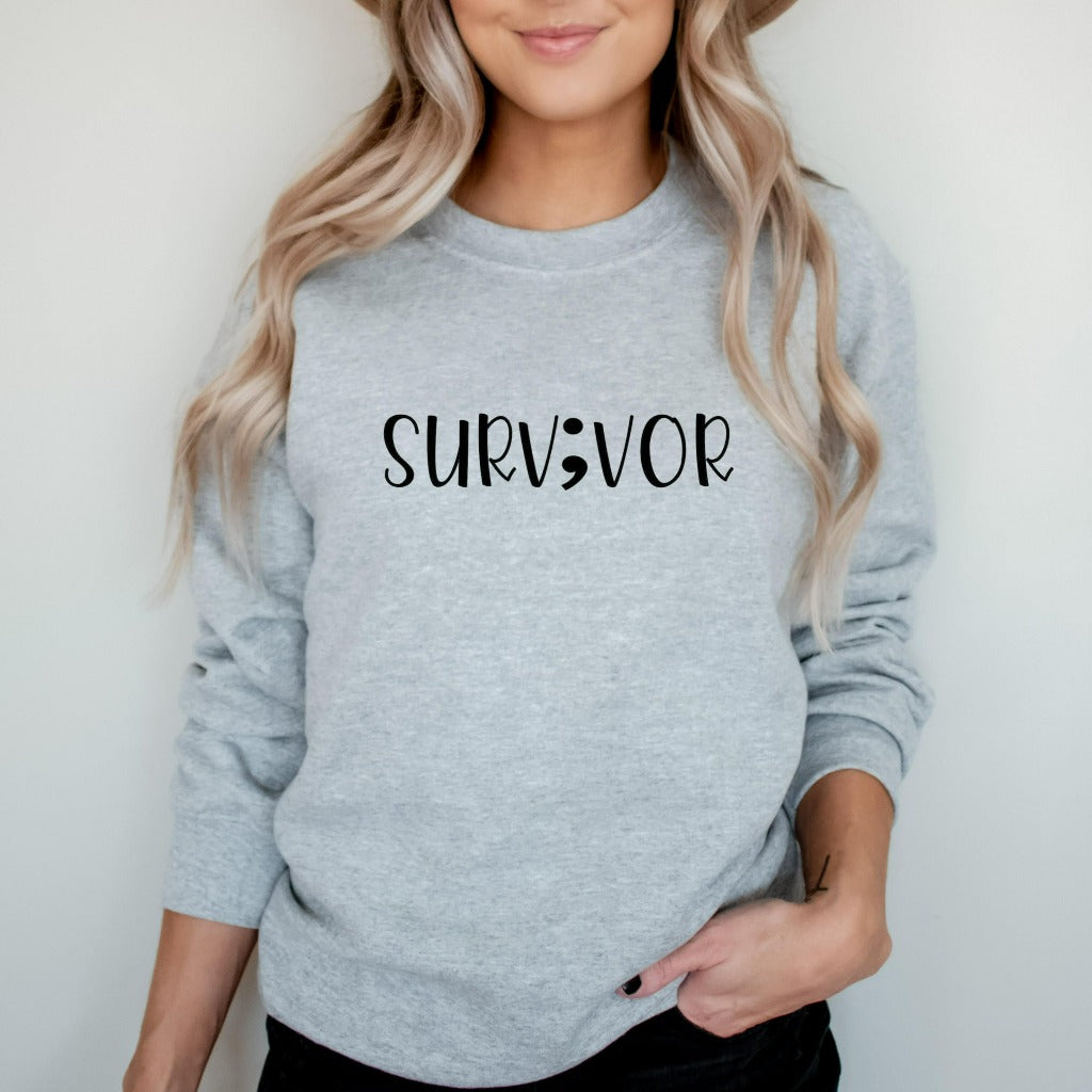 Semicolon Sweatshirt, Survivor Shirt, Mental Health Crewneck, Semicolon Survivor, Your Story Isn't Over, Suicide Awareness