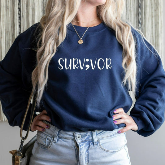 Semicolon Sweatshirt, Survivor Shirt, Mental Health Crewneck, Semicolon Survivor, Your Story Isn't Over, Suicide Awareness