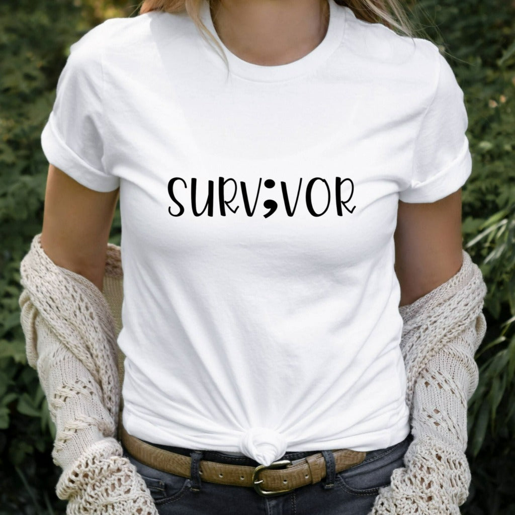 Semicolon Shirt, Survivor TShirt, Mental Health Matters, Semicolon Survivor Tee, Your Story Isn't Over, Suicide Awareness