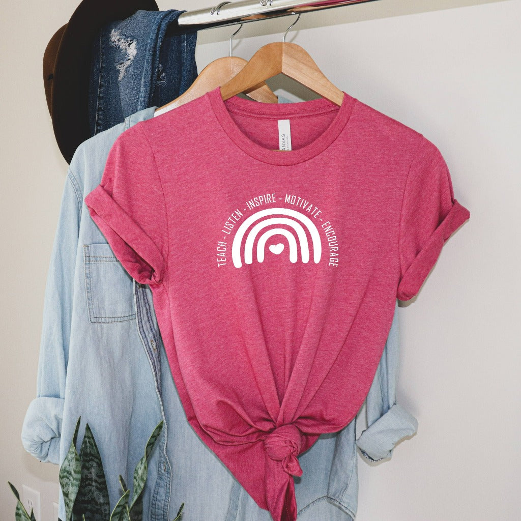 boho teacher rainbow shirt, graphic tee, teacher gift, teacher appreciation, back to school, first day of school shirt